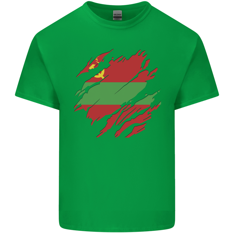 Torn Flag Transnistria Mens Cotton T-Shirt Tee Top Irish Green