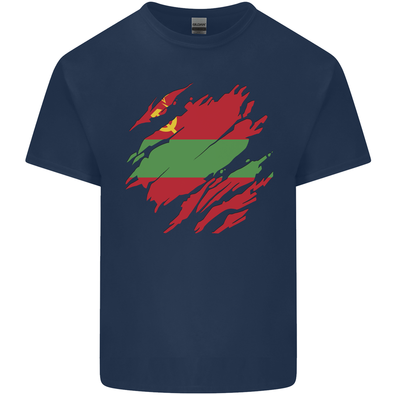Torn Flag Transnistria Mens Cotton T-Shirt Tee Top Navy Blue