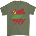 Torn Flag Transnistria Mens T-Shirt 100% Cotton Military Green