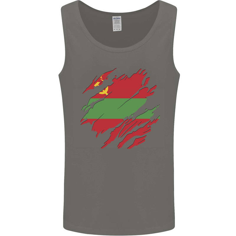 Torn Flag Transnistria Mens Vest Tank Top Charcoal