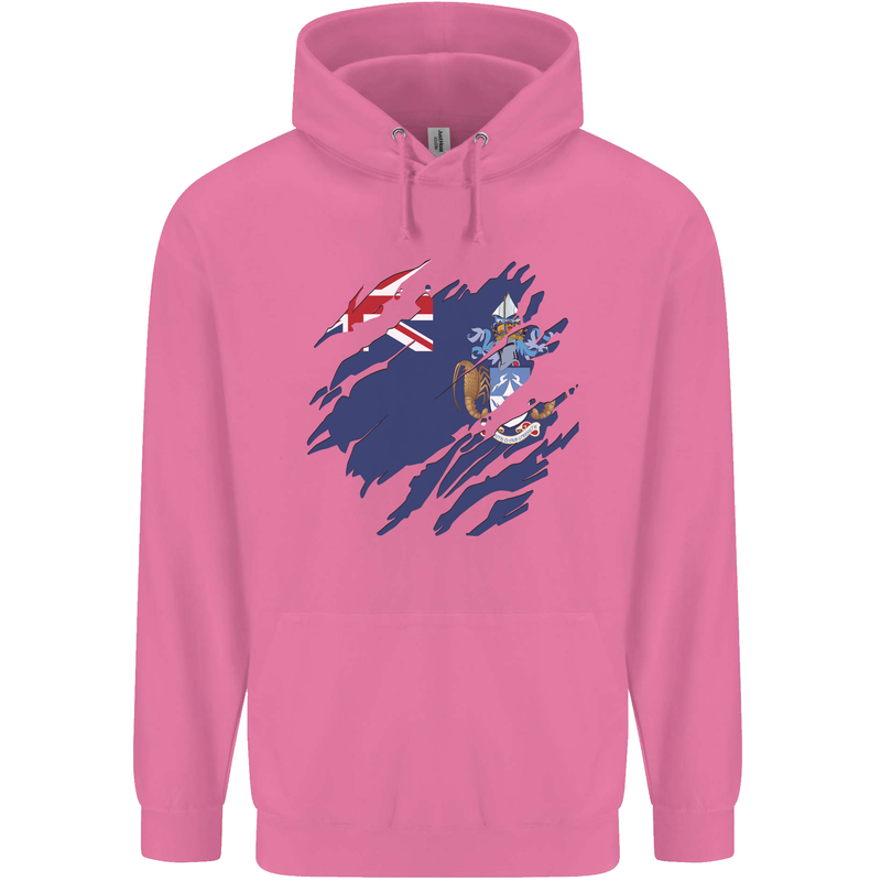 Torn Flag Tristan da Cunha Mens 80% Cotton Hoodie Azelea