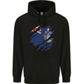 Torn Flag Tristan da Cunha Mens 80% Cotton Hoodie Black
