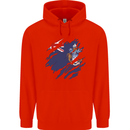 Torn Flag Tristan da Cunha Mens 80% Cotton Hoodie Bright Red