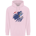 Torn Flag Tristan da Cunha Mens 80% Cotton Hoodie Light Pink