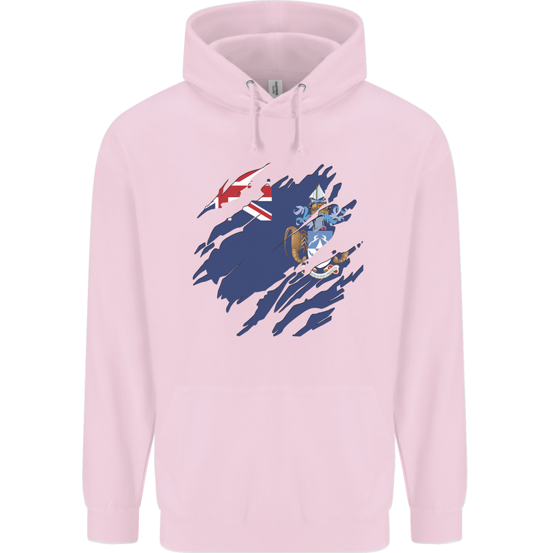 Torn Flag Tristan da Cunha Mens 80% Cotton Hoodie Light Pink