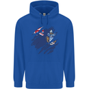 Torn Flag Tristan da Cunha Mens 80% Cotton Hoodie Royal Blue