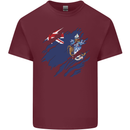 Torn Flag Tristan da Cunha Mens Cotton T-Shirt Tee Top Maroon