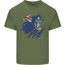 Torn Flag Tristan da Cunha Mens Cotton T-Shirt Tee Top Military Green
