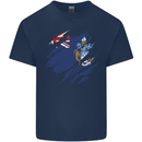 Torn Flag Tristan da Cunha Mens Cotton T-Shirt Tee Top Navy Blue