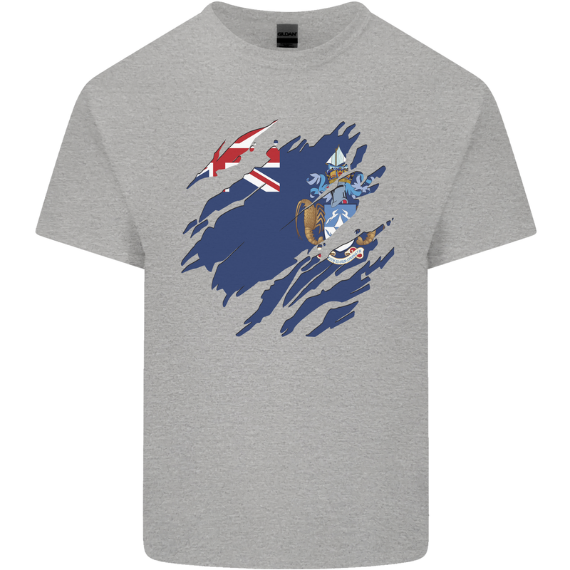 Torn Flag Tristan da Cunha Mens Cotton T-Shirt Tee Top Sports Grey