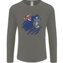 Torn Flag Tristan da Cunha Mens Long Sleeve T-Shirt Charcoal