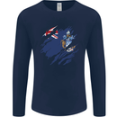 Torn Flag Tristan da Cunha Mens Long Sleeve T-Shirt Navy Blue