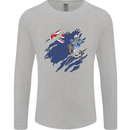 Torn Flag Tristan da Cunha Mens Long Sleeve T-Shirt Sports Grey