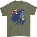 Torn Flag Tristan da Cunha Mens T-Shirt 100% Cotton Military Green