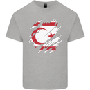 Torn Flag Turkish Republic of Northern Cyprus Mens Cotton T-Shirt Tee Top Sports Grey