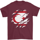 Torn Flag Turkish Republic of Northern Cyprus Mens T-Shirt 100% Cotton Maroon
