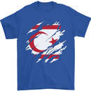 Torn Flag Turkish Republic of Northern Cyprus Mens T-Shirt 100% Cotton Royal Blue