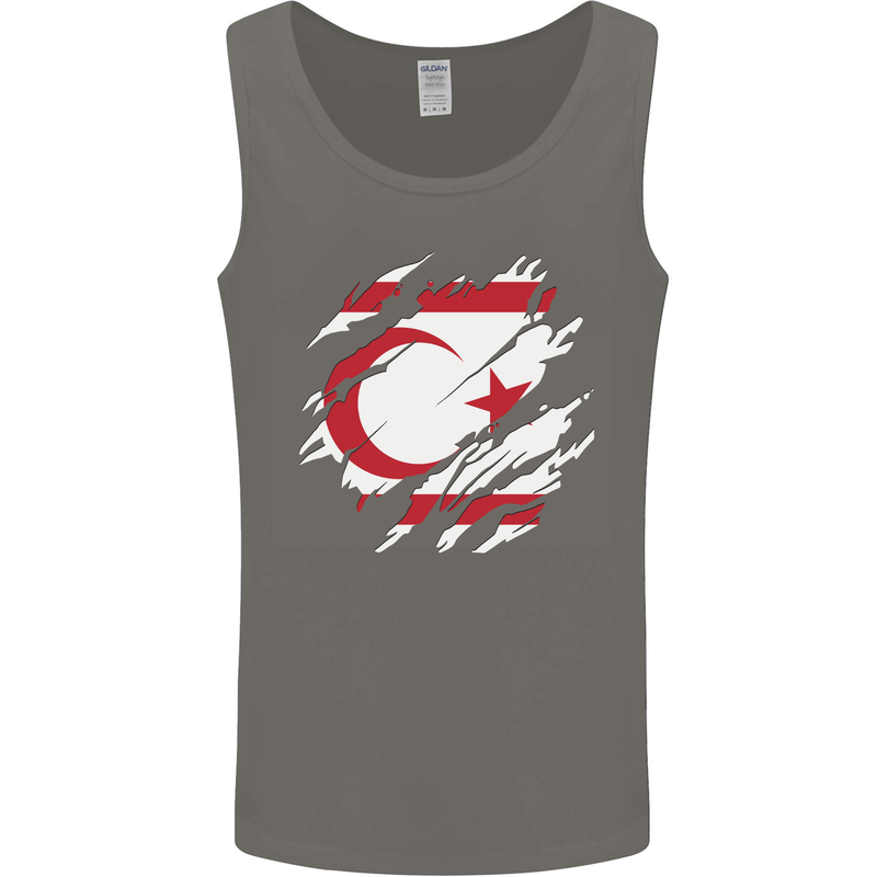 Torn Flag Turkish Republic of Northern Cyprus Mens Vest Tank Top Charcoal