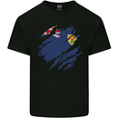 Torn Flag Turks and Caicos Islands Mens Cotton T-Shirt Tee Top Black