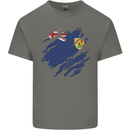 Torn Flag Turks and Caicos Islands Mens Cotton T-Shirt Tee Top Charcoal