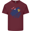 Torn Flag Turks and Caicos Islands Mens Cotton T-Shirt Tee Top Maroon