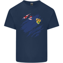 Torn Flag Turks and Caicos Islands Mens Cotton T-Shirt Tee Top Navy Blue