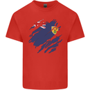 Torn Flag Turks and Caicos Islands Mens Cotton T-Shirt Tee Top Red