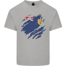 Torn Flag Turks and Caicos Islands Mens Cotton T-Shirt Tee Top Sports Grey
