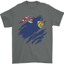 Torn Flag Turks and Caicos Islands Mens T-Shirt 100% Cotton Charcoal