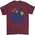 Torn Flag Turks and Caicos Islands Mens T-Shirt 100% Cotton Maroon