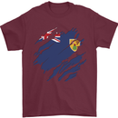 Torn Flag Turks and Caicos Islands Mens T-Shirt 100% Cotton Maroon