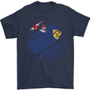 Torn Flag Turks and Caicos Islands Mens T-Shirt 100% Cotton Navy Blue