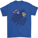 Torn Flag Turks and Caicos Islands Mens T-Shirt 100% Cotton Royal Blue