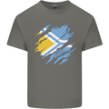 Torn Flag Tuva Mens Cotton T-Shirt Tee Top Charcoal
