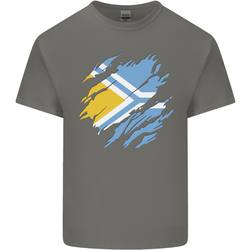 Torn Flag Tuva Mens Cotton T-Shirt Tee Top Charcoal