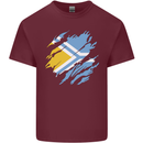 Torn Flag Tuva Mens Cotton T-Shirt Tee Top Maroon