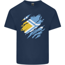 Torn Flag Tuva Mens Cotton T-Shirt Tee Top Navy Blue