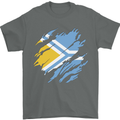 Torn Flag Tuva Mens T-Shirt 100% Cotton Charcoal