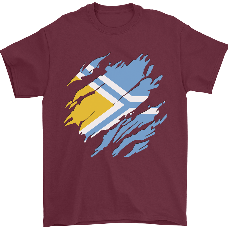 Torn Flag Tuva Mens T-Shirt 100% Cotton Maroon
