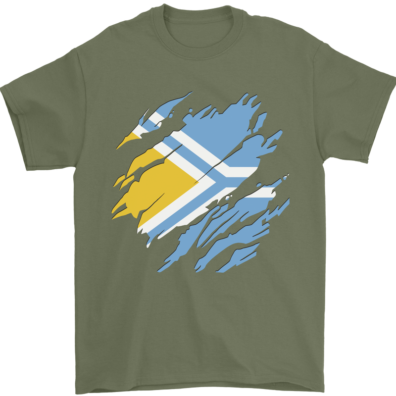 Torn Flag Tuva Mens T-Shirt 100% Cotton Military Green