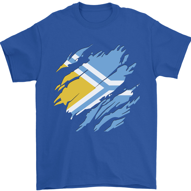 Torn Flag Tuva Mens T-Shirt 100% Cotton Royal Blue