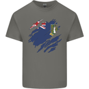 Torn Flag Virgin Islands UK Mens Cotton T-Shirt Tee Top Charcoal