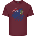 Torn Flag Virgin Islands UK Mens Cotton T-Shirt Tee Top Maroon