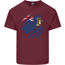 Torn Flag Virgin Islands UK Mens Cotton T-Shirt Tee Top Maroon