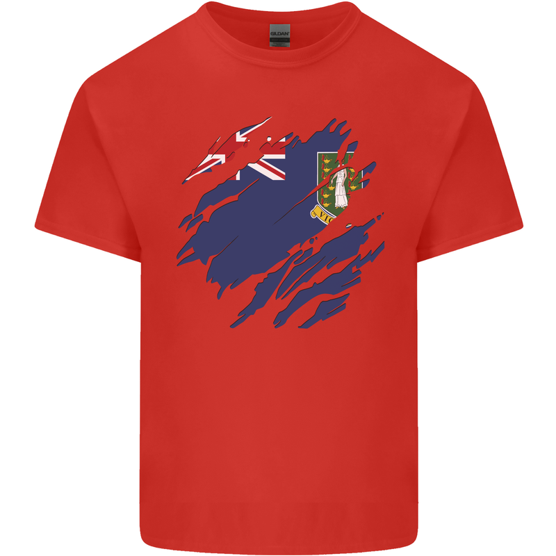 Torn Flag Virgin Islands UK Mens Cotton T-Shirt Tee Top Red