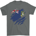 Torn Flag Virgin Islands UK Mens T-Shirt 100% Cotton Charcoal