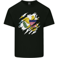 Torn Flag Virgin Islands US Mens Cotton T-Shirt Tee Top Black
