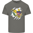 Torn Flag Virgin Islands US Mens Cotton T-Shirt Tee Top Charcoal