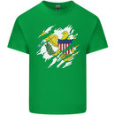 Torn Flag Virgin Islands US Mens Cotton T-Shirt Tee Top Irish Green