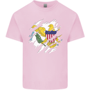Torn Flag Virgin Islands US Mens Cotton T-Shirt Tee Top Light Pink